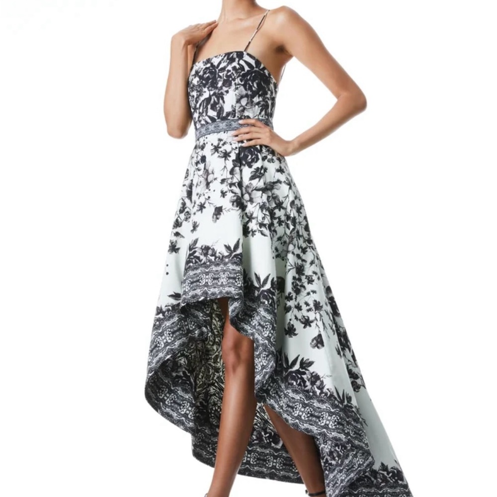 NWT!!! Alice & Olivia Florence High Low Gown Maxi w/Elevated Floral Print - Picture 3 of 15